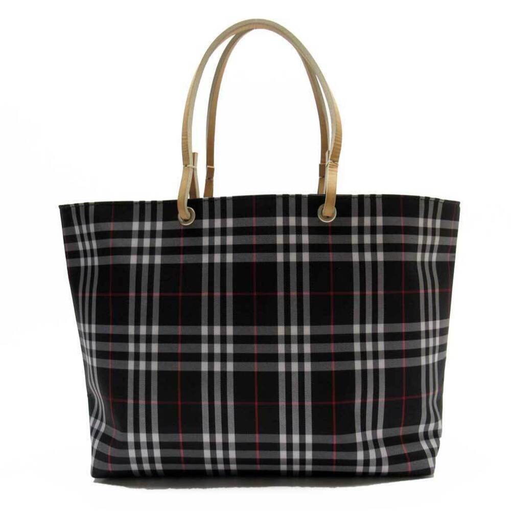 Burberry Nova Check Tote Bag Black Leather - Picture 1 of 3